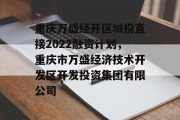 重庆万盛经开区城投直接2022融资计划，重庆市万盛经济技术开发区开发投资集团有限公司