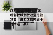 政府债-洛阳市瀍河区帽郭村城中村改造定融项目（洛龙区帽郭城中村改造一期）