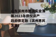 山东滨州市惠滨实业发展2023年债权资产政府债定融（滨州惠民发展）