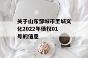 关于山东邹城市圣城文化2022年债权01号的信息