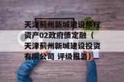 天津蓟州新城建设债权资产02政府债定融（天津蓟州新城建设投资有限公司 评级报告）