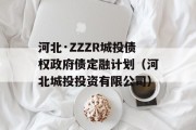 河北·ZZZR城投债权政府债定融计划（河北城投投资有限公司）