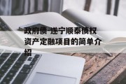 政府债-遂宁顺泰债权资产定融项目的简单介绍