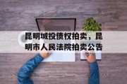 昆明城投债权拍卖，昆明市人民法院拍卖公告