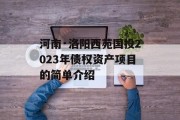 河南·洛阳西苑国投2023年债权资产项目的简单介绍