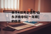 关于A级央企信托-山东济南非标[一年期]的信息