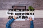 武隆隆江建设债权融资计划（武隆建投集团下属哪个公司最好）