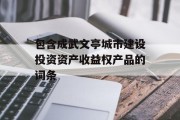 包含成武文亭城市建设投资资产收益权产品的词条