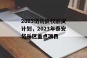 2023岱岳债权融资计划，2023年泰安岱岳区重点项目