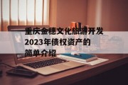 重庆金穗文化旅游开发2023年债权资产的简单介绍