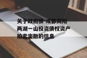 关于政府债-成都简阳两湖一山投资债权资产拍卖定融的信息