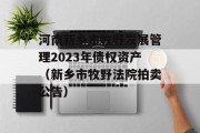 河南新乡市牧野发展管理2023年债权资产（新乡市牧野法院拍卖公告）