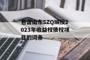 包含山东SZQ城投2023年收益权债权项目的词条