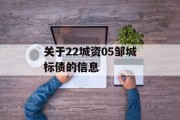 关于22城资05邹城标债的信息