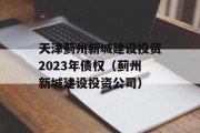 天津蓟州新城建设投资2023年债权（蓟州新城建设投资公司）