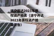 遂宁开达2023年债权资产拍卖（遂宁开达2023年债权资产拍卖公告）