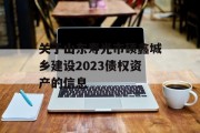 关于山东寿光市硕鑫城乡建设2023债权资产的信息