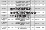 遂宁开达投资2021年债权，遂宁开达投资2021年债权转让