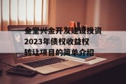 金堂兴金开发建设投资2023年债权收益权转让项目的简单介绍