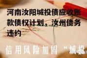 河南汝阳城投债应收账款债权计划，汝州债务违约