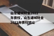 山东诸城财金2022年债权，山东诸城财金2022年债权转让