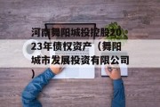 河南舞阳城投控股2023年债权资产（舞阳城市发展投资有限公司）