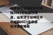 山东济宁任城区市中城投2023年收益权项目，山东济宁任城区市中城投2023年收益权项目有哪些