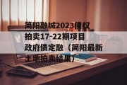 简阳融城2023债权拍卖17-22期项目政府债定融（简阳最新土地拍卖结果）