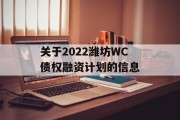 关于2022潍坊WC债权融资计划的信息