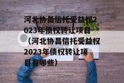 河北协昌信托受益权2023年债权转让项目（河北协昌信托受益权2023年债权转让项目有哪些）