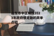 山东市中区城投2023年政府债定融的简单介绍