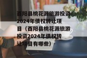 酉阳县桃花源旅游投资2024年债权转让项目（酉阳县桃花源旅游投资2024年债权转让项目有哪些）