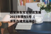 西安沣东文化投资发展2023年债权1号（沣东在建文化项目）