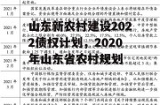 山东新农村建设2022债权计划，2020年山东省农村规划