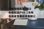 河南汝阳农发2023年债权资产01（汝州市农业发展投资有限公司）