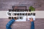 邹城城资2024年债权（邹城市城资资产管理有限公司）