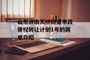 山东济南天桥财金市政债权转让计划1号的简单介绍