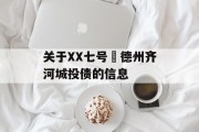 关于XX七号•德州齐河城投债的信息