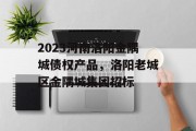 2023河南洛阳金隅城债权产品，洛阳老城区金隅城集团招标