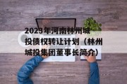 2023年河南林州城投债权转让计划（林州城投集团董事长简介）