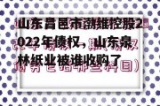 山东昌邑市渤维控股2022年债权，山东泉林纸业被谁收购了