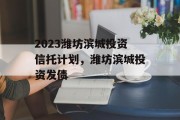 2023潍坊滨城投资信托计划，潍坊滨城投资发债