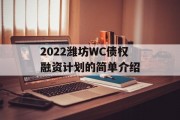 2022潍坊WC债权融资计划的简单介绍