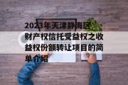 2023年天津静海区财产权信托受益权之收益权份额转让项目的简单介绍