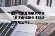 重庆南桐直接融资项目（重庆南桐职业技能培训有限公司）