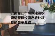 云南丽江市城乡建设投资运营债权资产转让项目的简单介绍