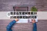 包含山东诸城隆嘉2023政府债定融的词条