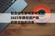 包含山东邹城圣城文旅2023年债权资产政府债定融的词条