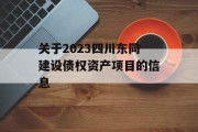 关于2023四川东同建设债权资产项目的信息