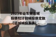 2023年山东硕运城投债权计划城投债定融（运城城投发债）